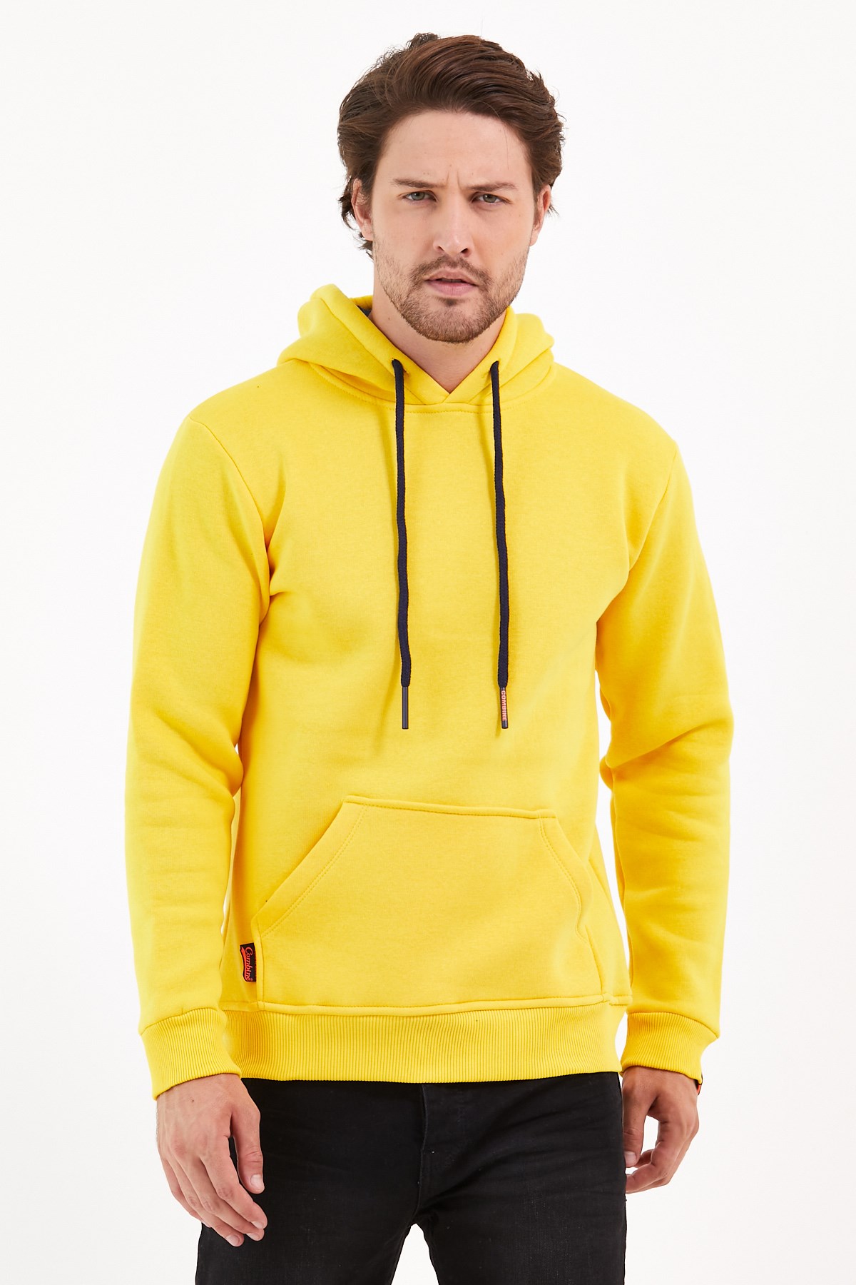 Açık Sarı Renk Kanguru Cepli Kapüşonlu Sweatshirt Fiyatları