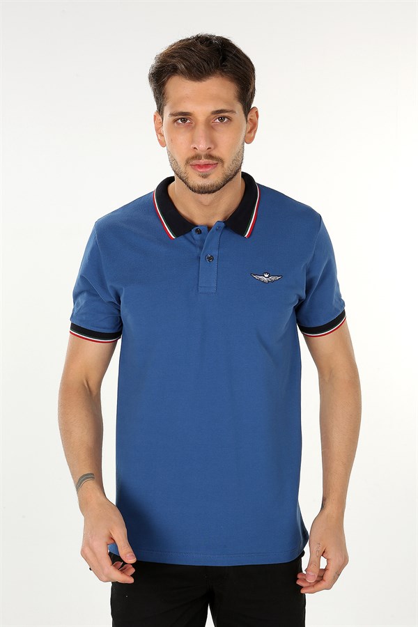 Mavi Renk İtalyan Polo Yaka Tshirt 1006