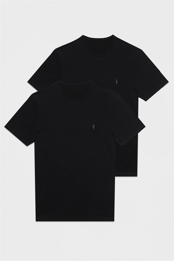 Siyah Renk 2'Li Paket Erkek Tişört 2000