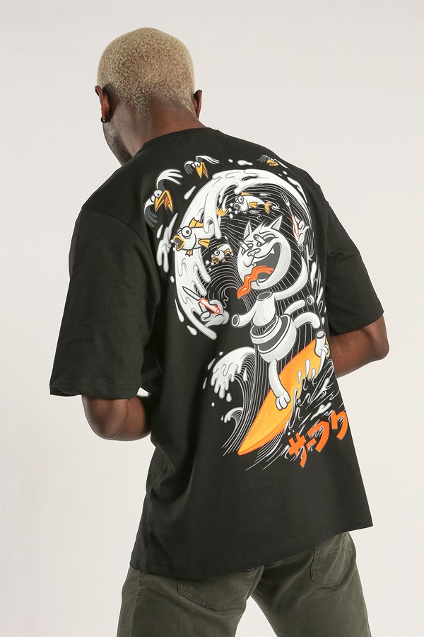 Siyah Renk Oversize Erkek T-shirt 1052