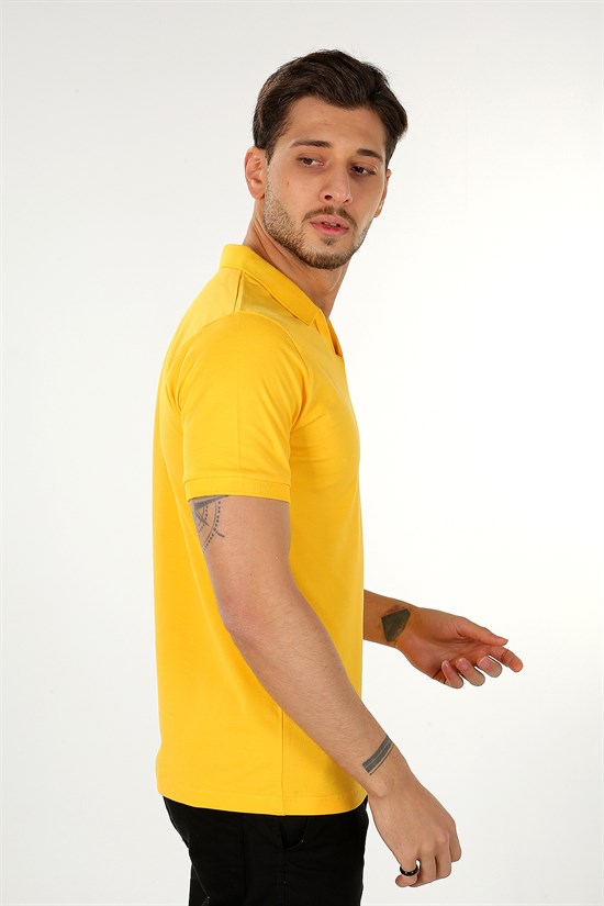 Açık Sarı V Yaka Polo Tshirt 1002