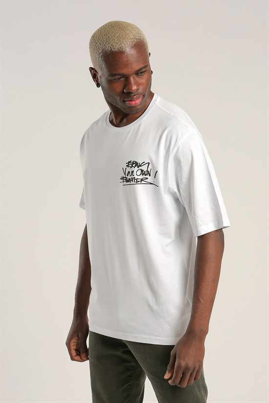 Beyaz Renk Oversize Erkek Tshirt 1051