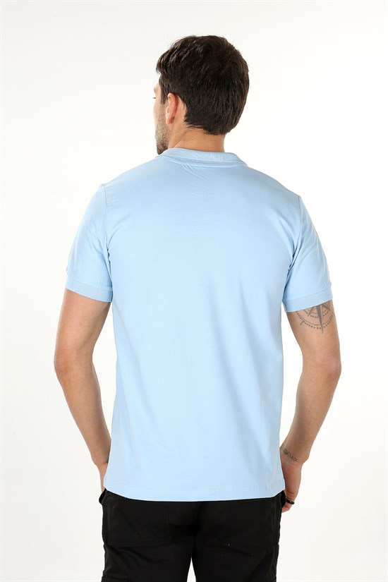 Buz Mavisi V Yaka Polo Tshirt 1002