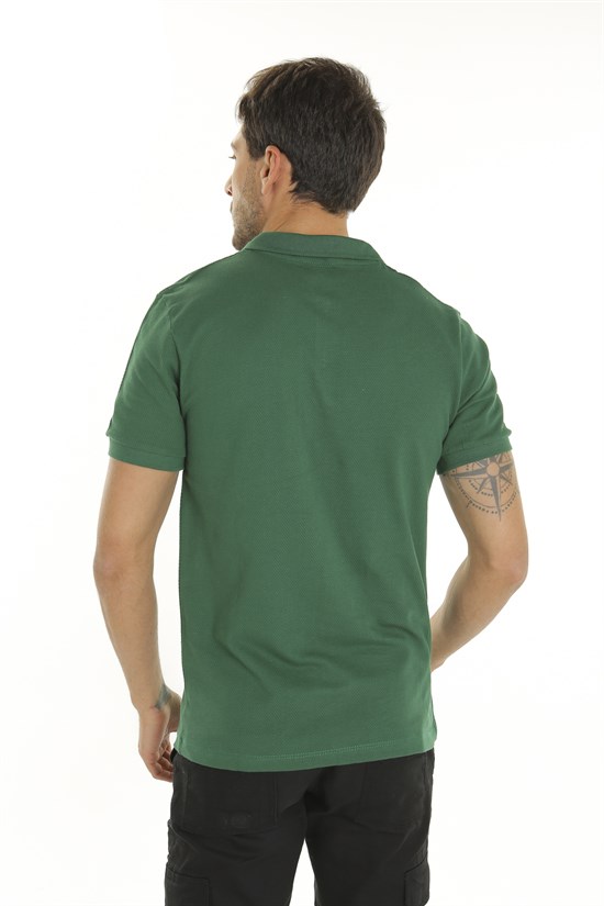 Koyu Yeşil Petekli Kumaş Polo Yaka Tshirt 1003