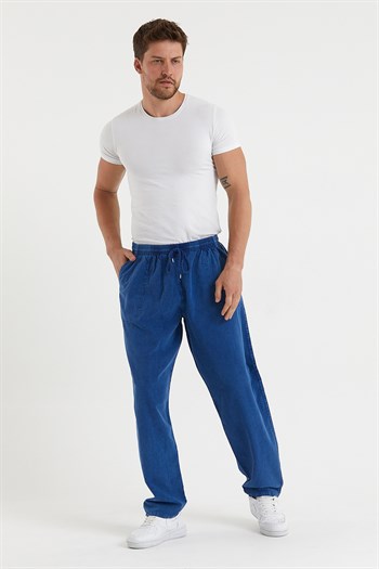 Mavi Renk Erkek Keten Pantolon 1480