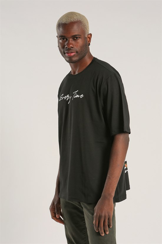 Siyah Renk Oversize Erkek T-shirt 1053