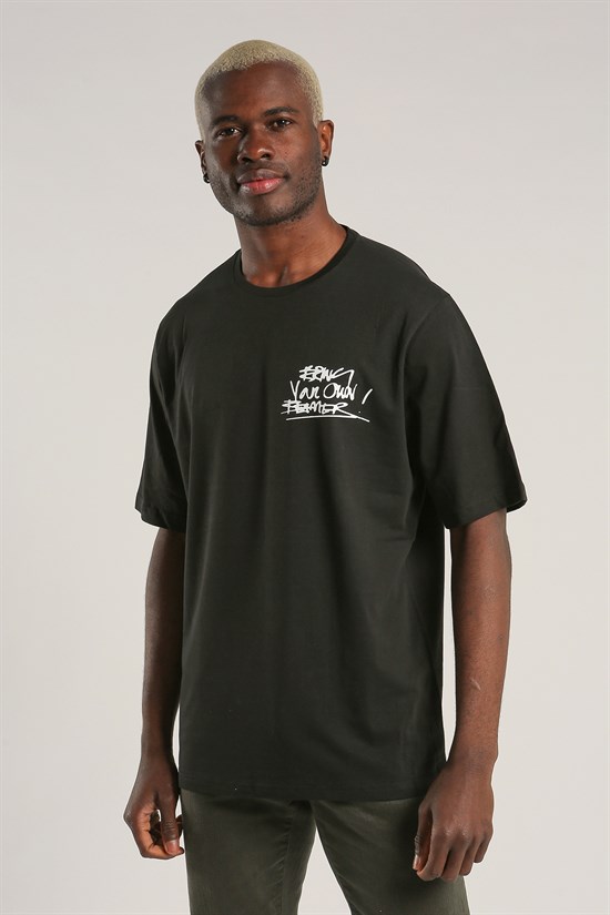 Siyah Renk Oversize Erkek Tshirt 1051