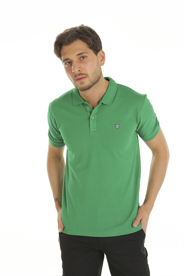 Yeşil Renk Petekli Kumaş Polo Yaka Tshirt 1003