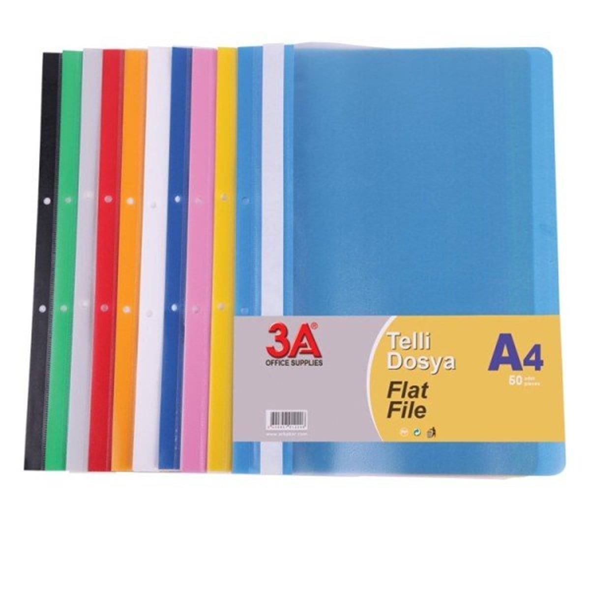 3A 2058 Ofis Telli Dosya Mavi 50 Lli Paket 