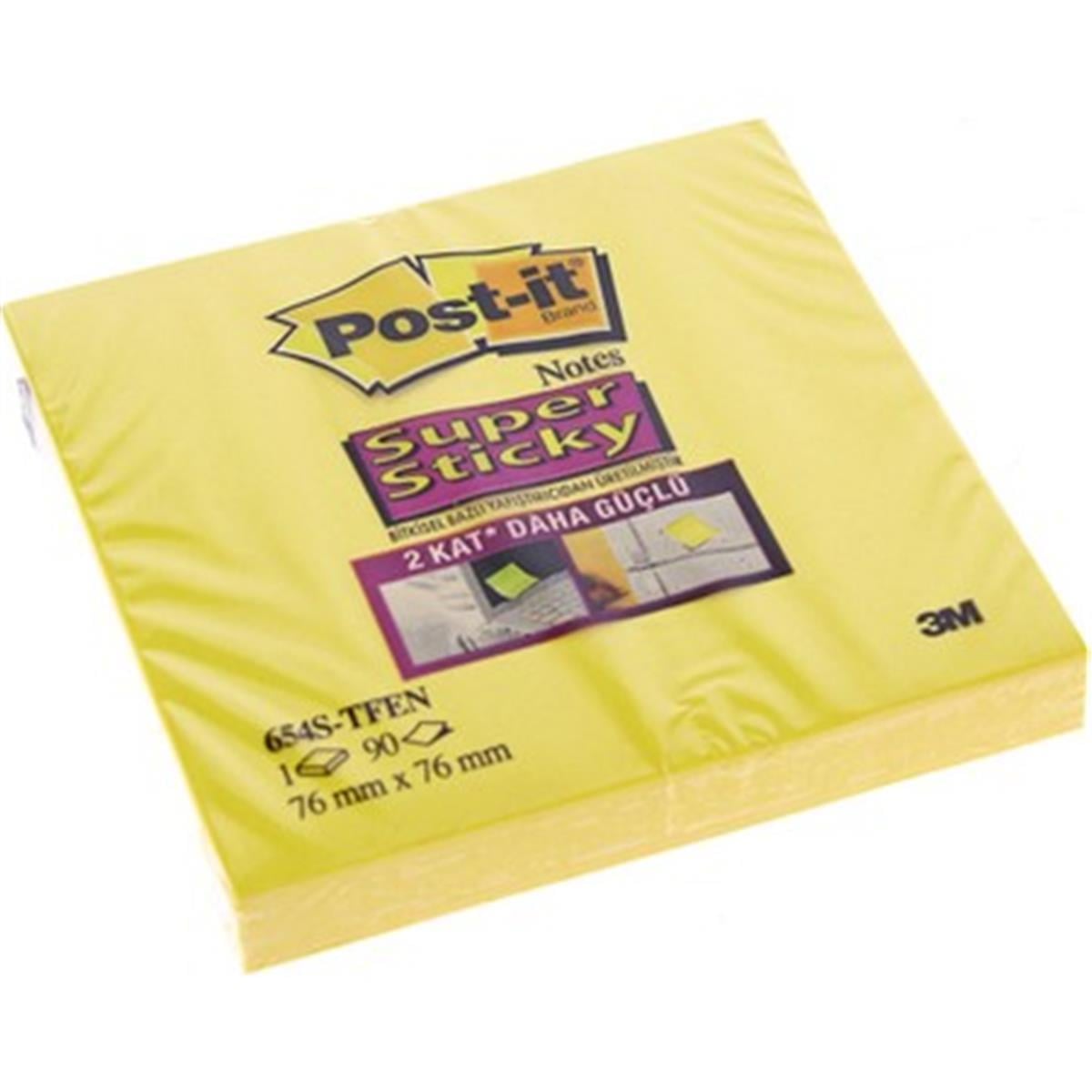 3M 654Ssmpq Post-It Süper Sticky Not Renkli 76X76Mm 90 Yaprak