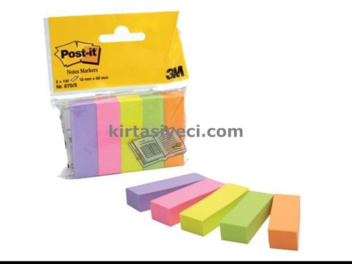 3M 670/5 Post-It Not Sayfa Isareti 5 Renk X 100 Yaprak 