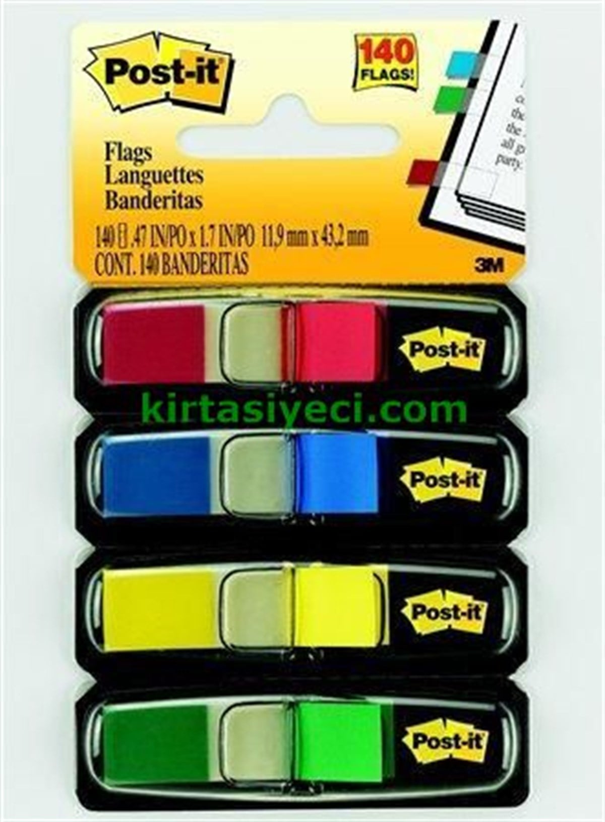 3M 683-4 Post-It Index 4 Renk X 35 Adet Siyah Dispenserli 