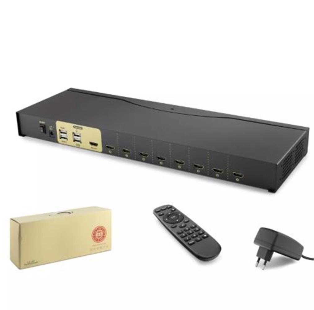 Hadron Hdx1378 8 Port Hdmi Kvm Switch  Siyah IR uzaktan kumanda