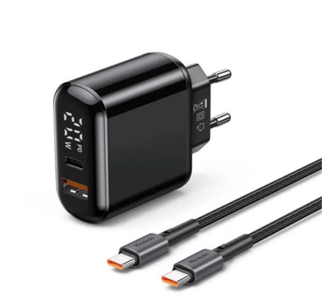MCDODO CH-7172 PD3 20W 1 USB 1 TYPE-C GİRİŞLİ  ŞARJ ADAPTÖRÜ USB-C TO USB-C -SİYAH