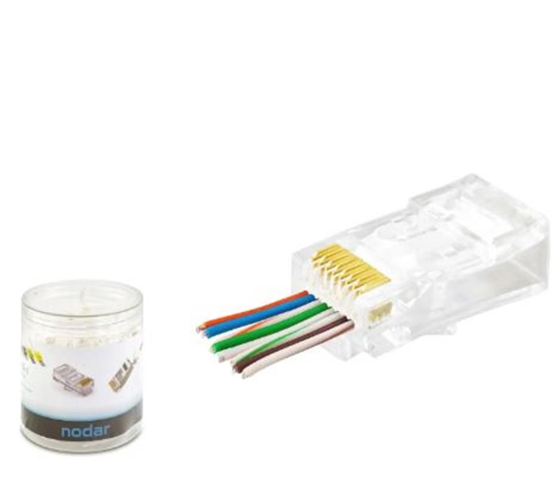NODAR ND2407 CAT6 EZ RJ45 Konnektör 100 Adet Plastik Kutu