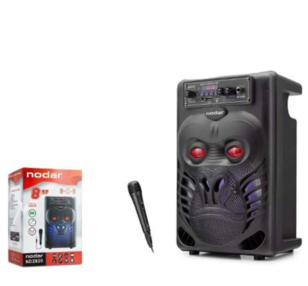 NODAR ND2820 Bluetooth Hoparlör FM Radyo 8 İnç USB TF AUX Mikrofonlu RGB - Siyah