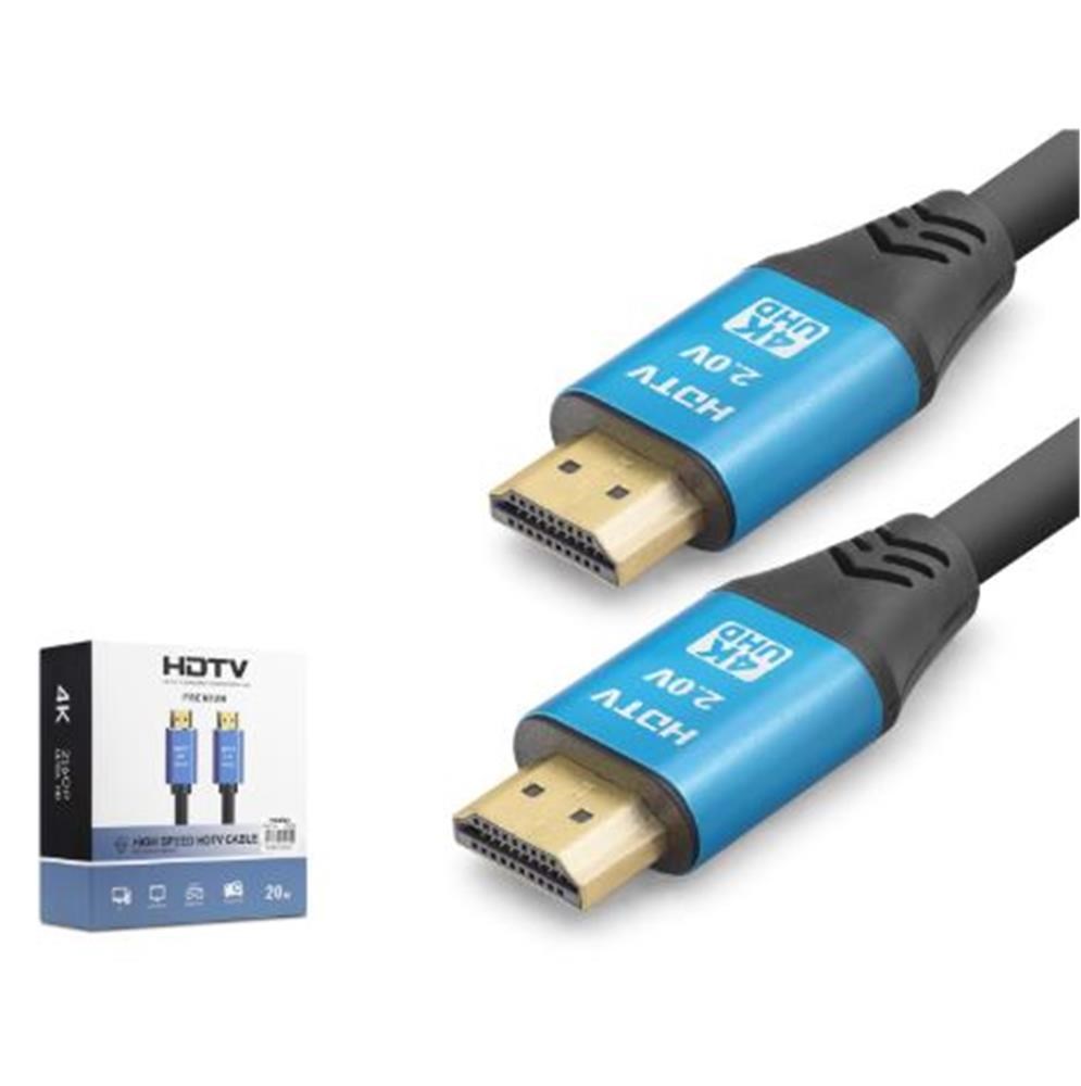 NODAR ND4055 HDMI 2.0 Kablo 4K 60 Hz OD 8.0 mm 20 m Siyah Mavi