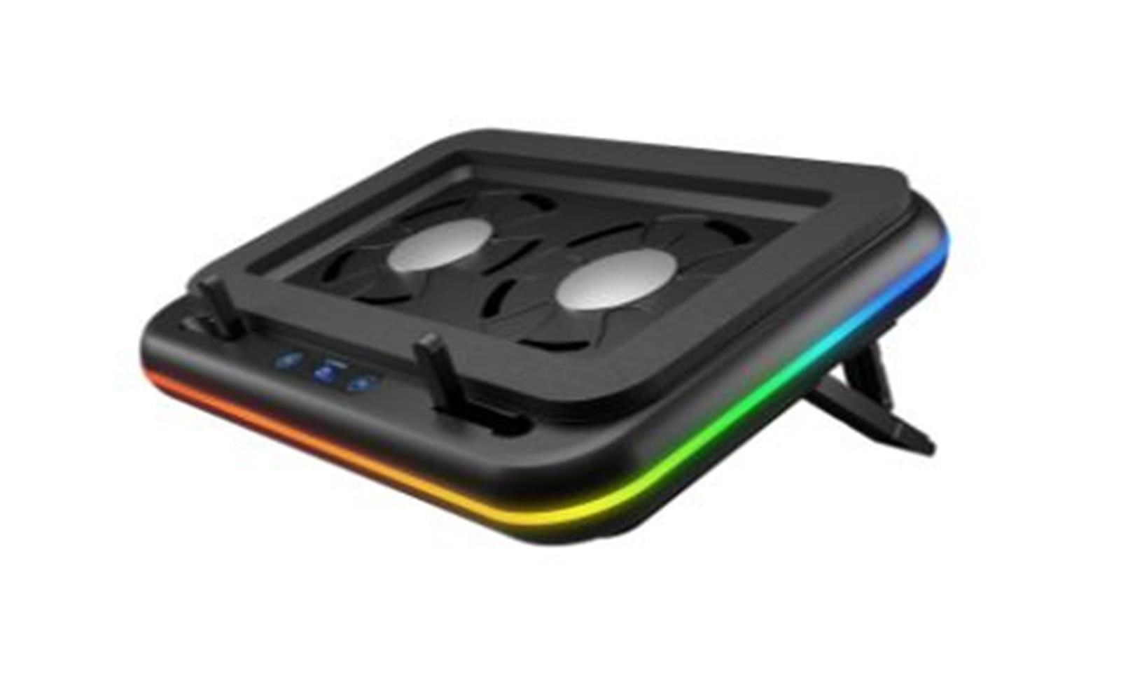 Rampage S55 Angel Siyah 5 Mod RGB 120-120mm 2 Fanlı 14-17 Led Ekranlı Notebook Soğutucu Stand