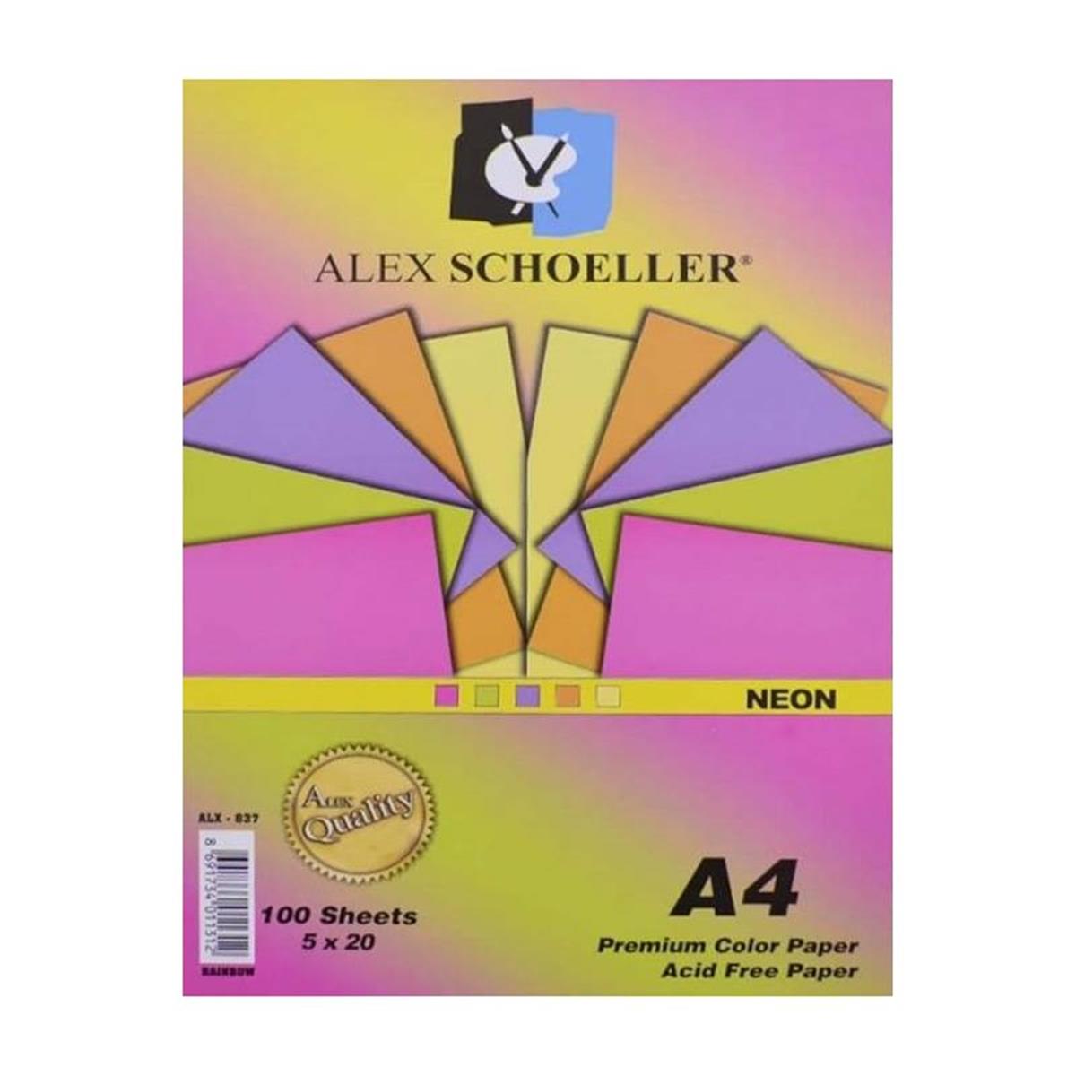Alex Schoeller Renkli Fotokopi Kağıdı A4 5 Renk 100 Lü Fosforlu Rnk. Krş. Alx-837