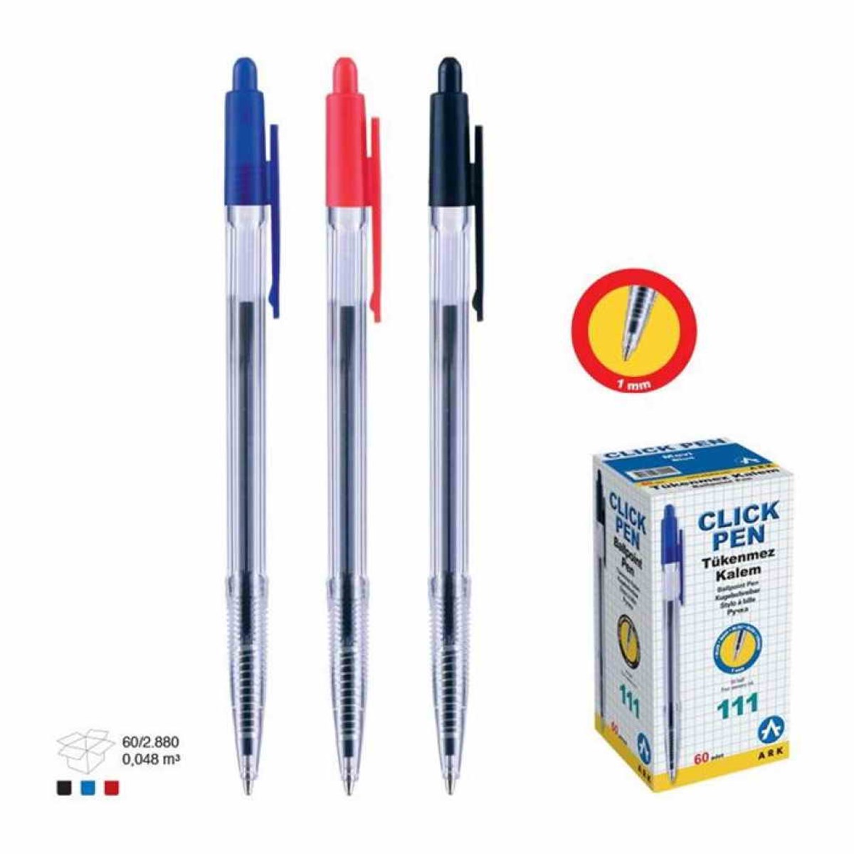 Ark 111 Tükenmez Kalem Siyah 60Li Paket 