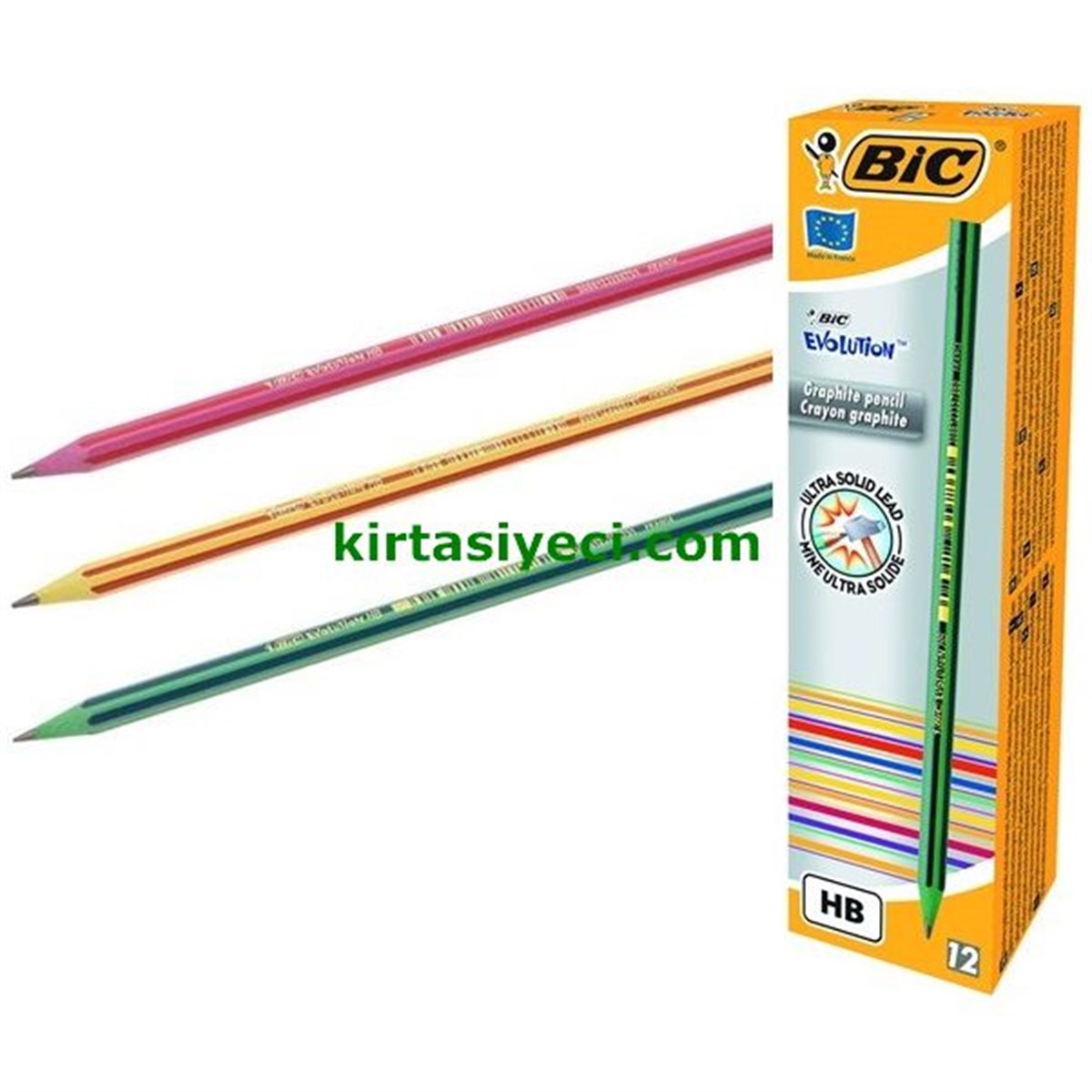 Bic 918487 Evolution Stripes Kursun Kalem 12Li Kutu 