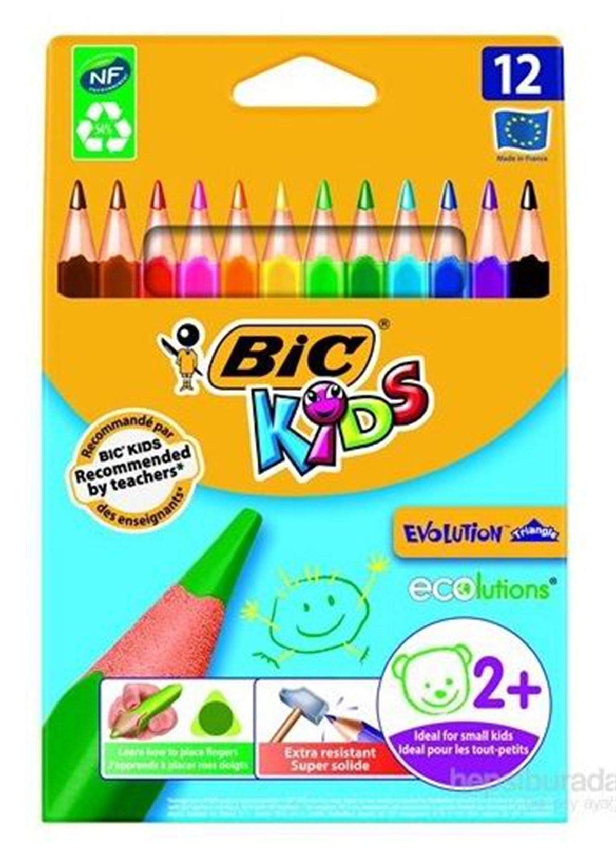 Bic 958192 Kuruboya Evolution Üçgen Jumbo 12+1 Li 