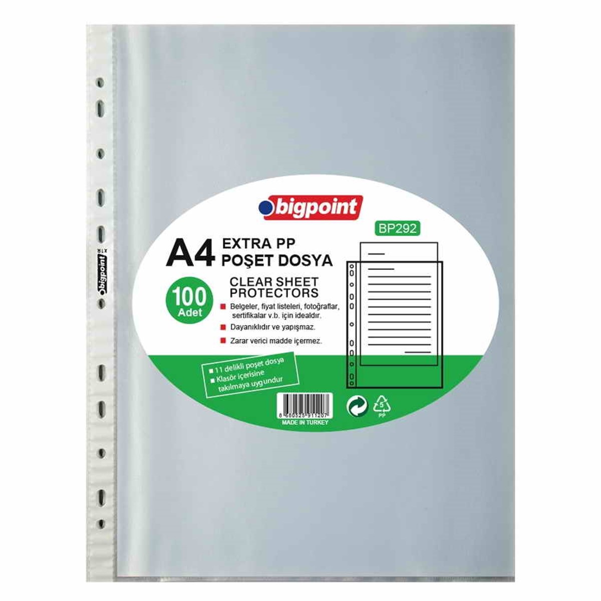 Bigpoint Bp292 A4 Poset Dosya Extra 50 Micron 100Lü Paket
