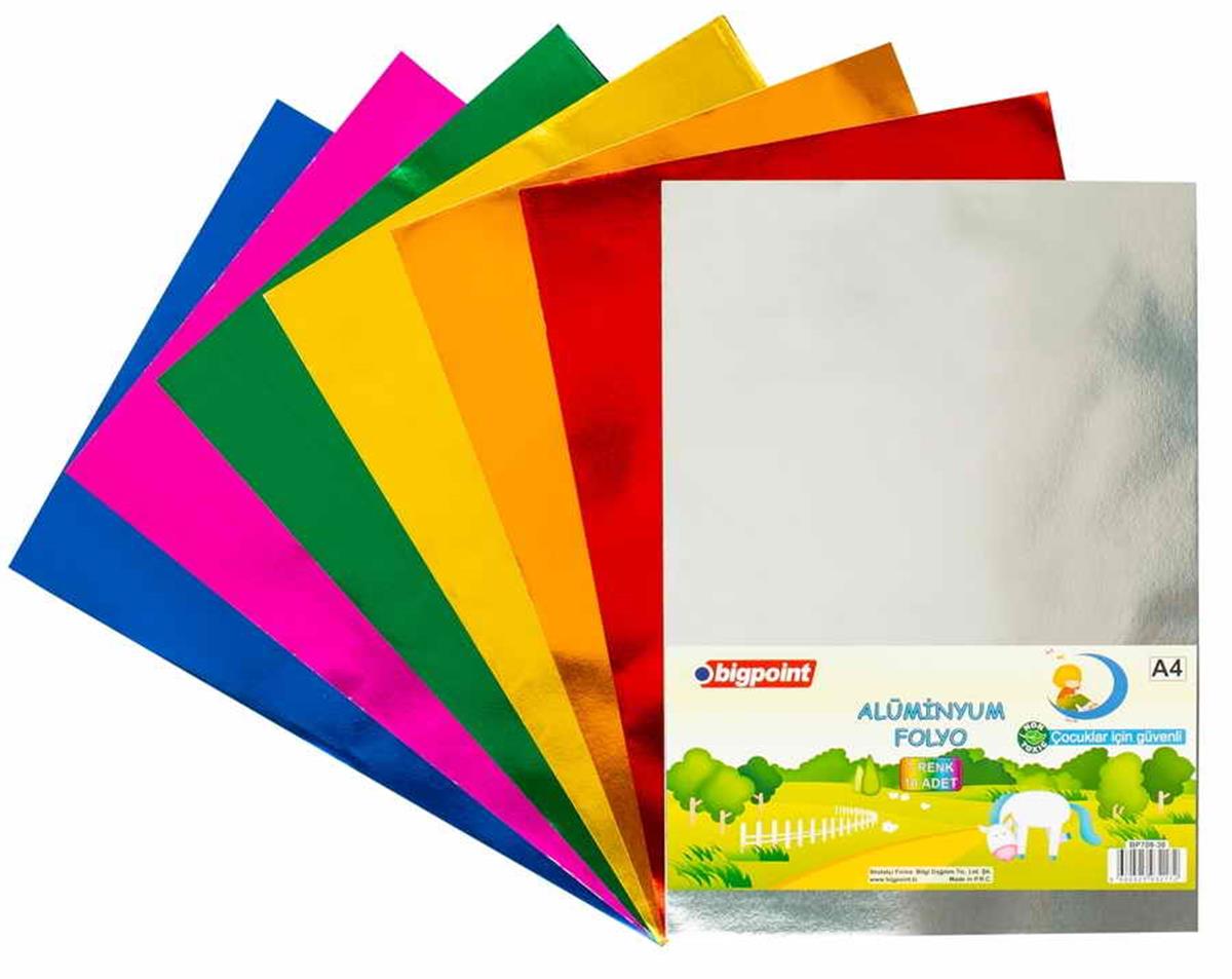 Bigpoint BP708-30 Alüminyum Folyo A4 Karışık 10 Renk - 85 Gram