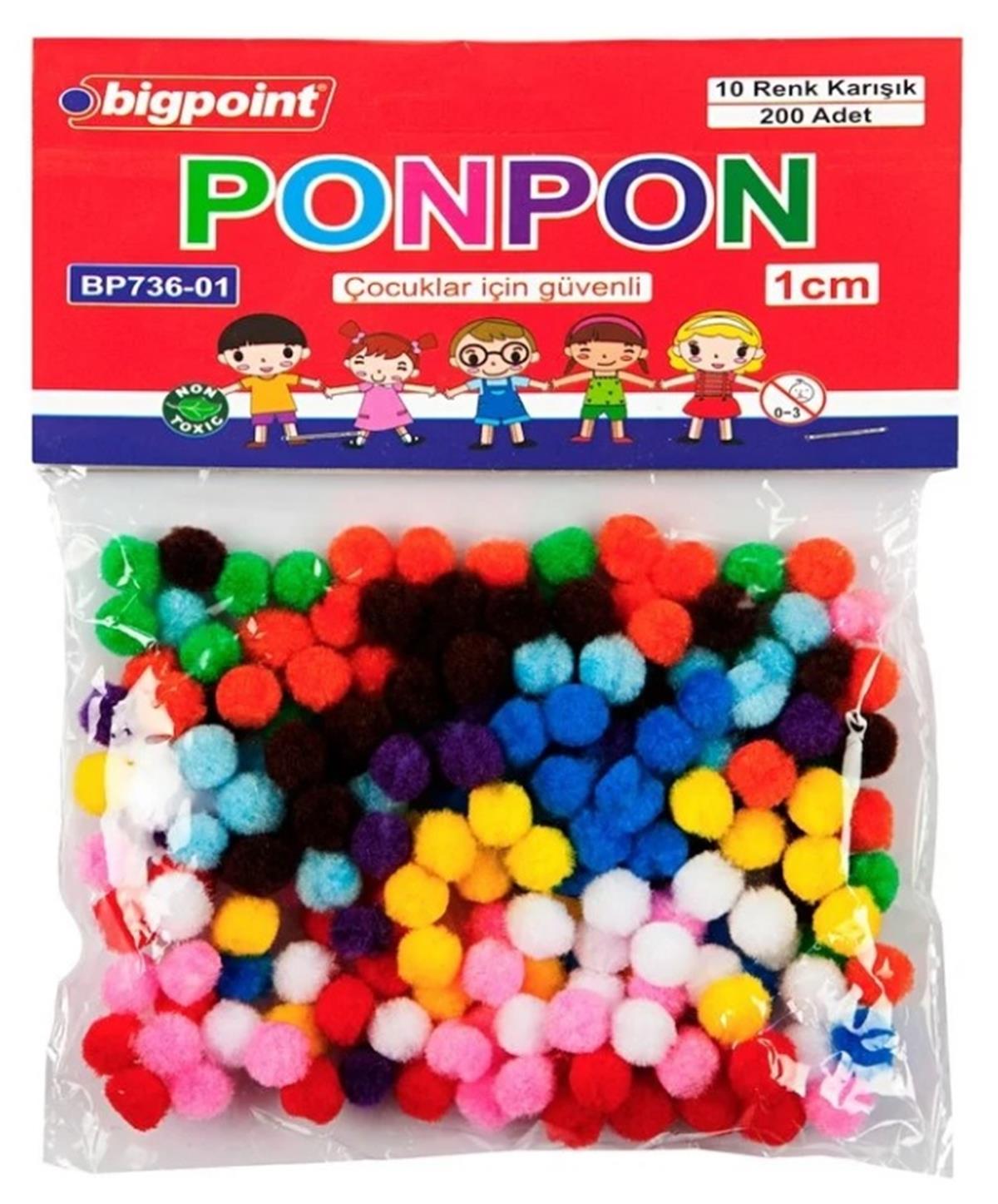 Bigpoint Bp736-01 Ponpon 1 cm 10 Renk / 200'lü Poşet