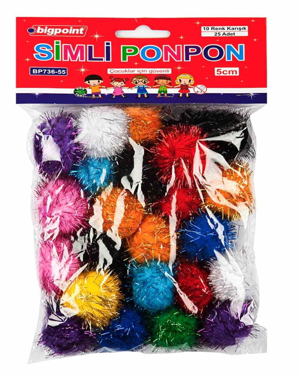 Bigpoint Bp736-55 Ponpon Simli 5 cm 10 Renk / 25'li Poşet