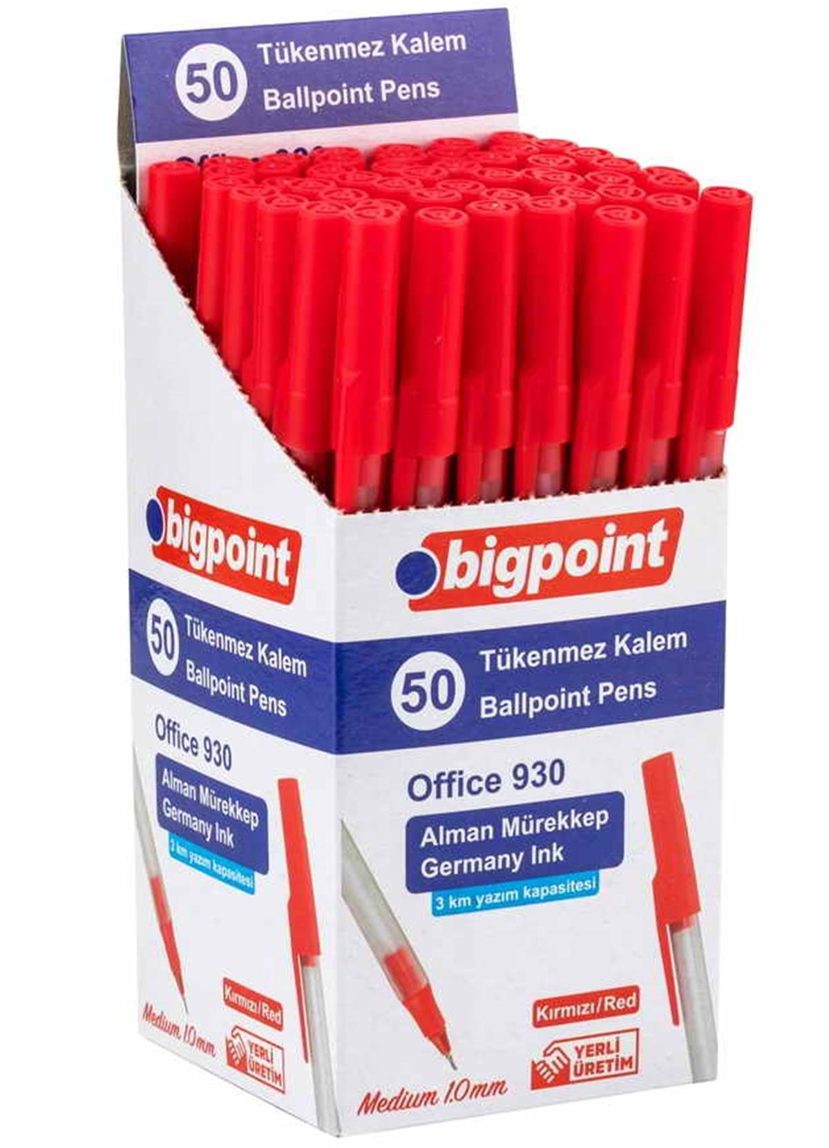 Bigpoint BP930-25 Tükenmez Kalem Office 1.0mm Kırmızı 50 Li Paket