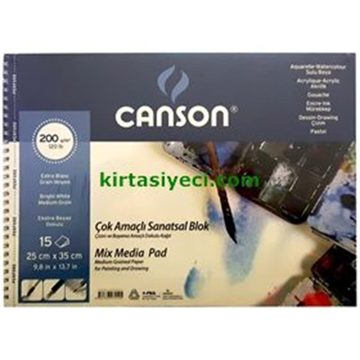 Canson 152535 Finface 25X35 Çok Amaçli Resim Blok 200 Gr 15 Yaprak 