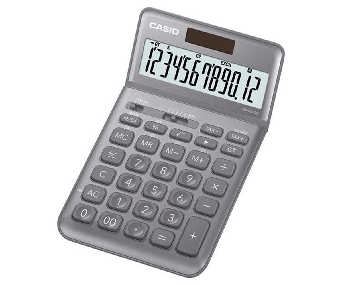 Casio Jw-200Sc-Gy Masa Tipi 12 Hane Hesap Makinesi