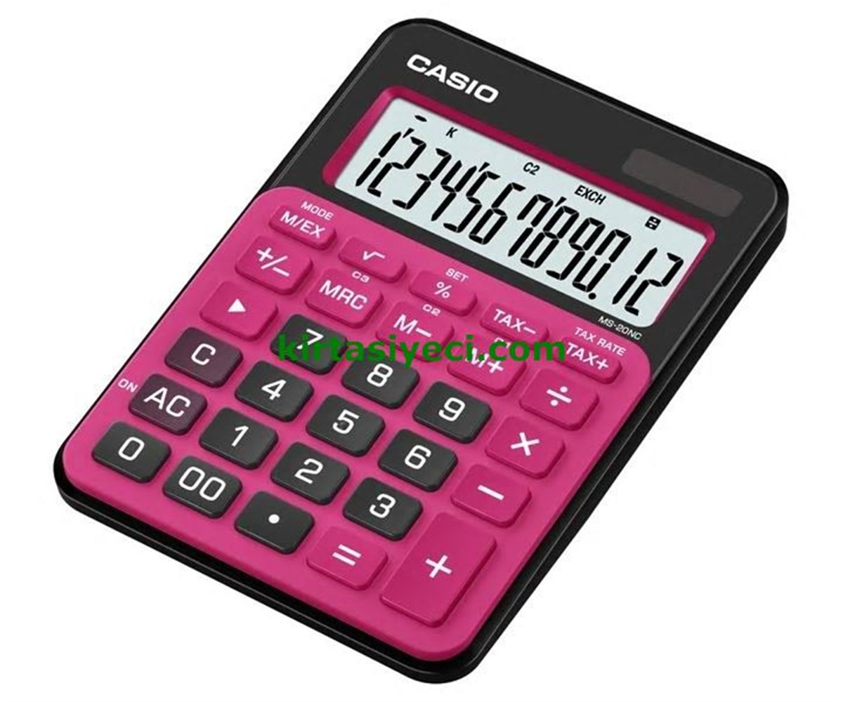 Casio Ms-20Nc-Brd 12 Hane Renkli Masa Üstü Renkli Hesap Makinesi