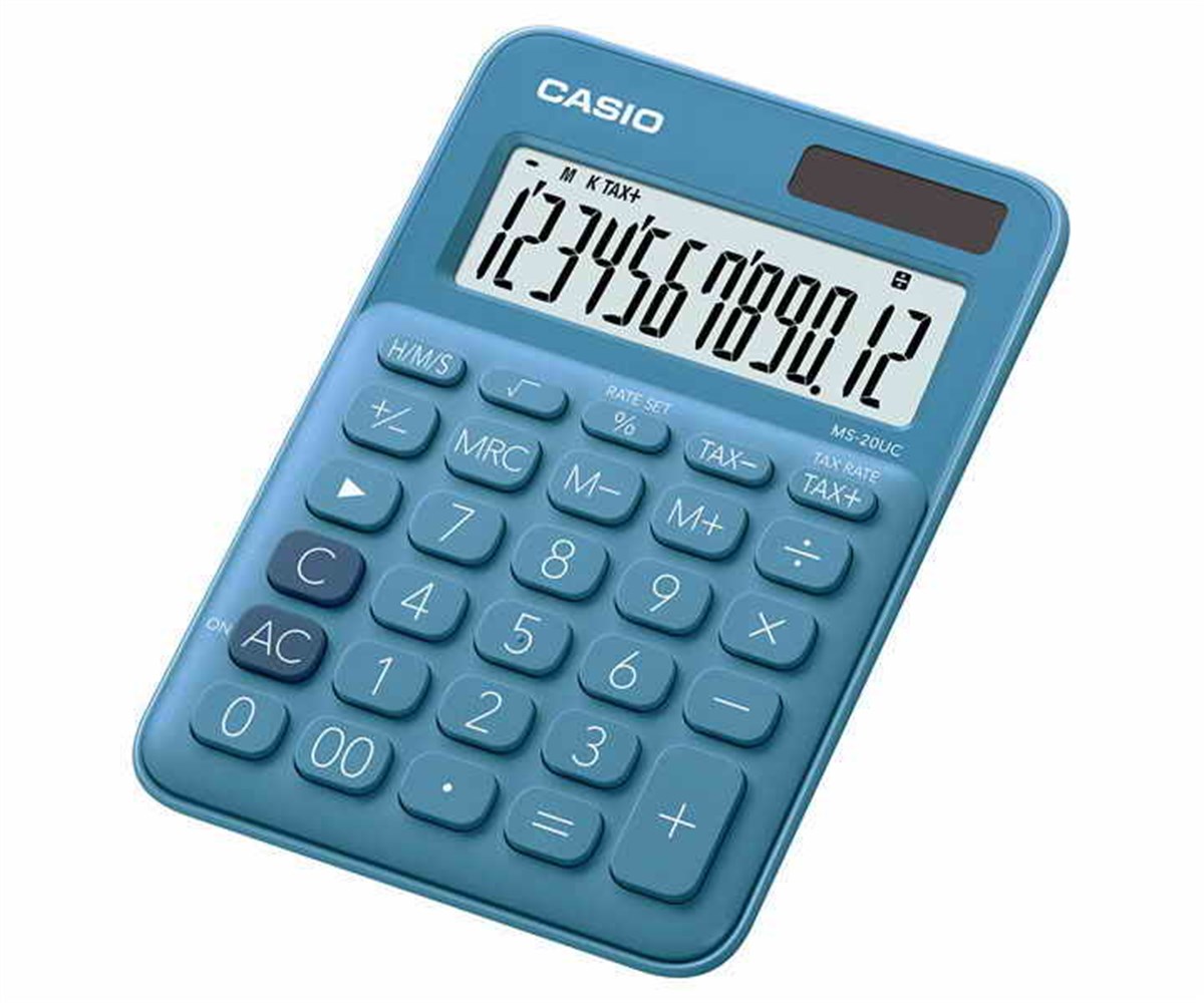 Casio Ms-20Uc-Bu Renkli Masa Tipi Hesap Makinesi 12 Hane
