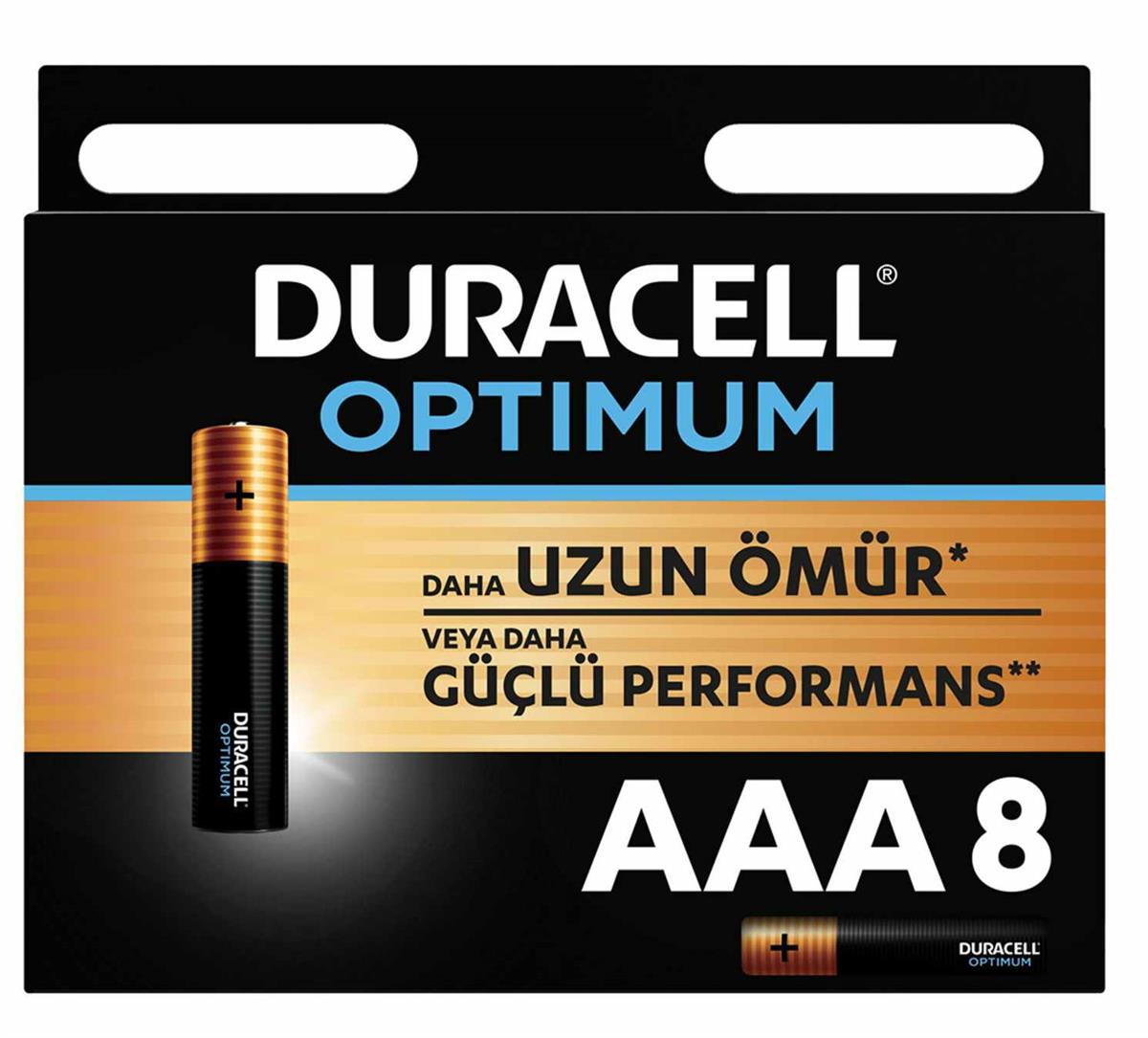 Duracell Pil Optimum 8 Li AAA İnce Kalem Pil