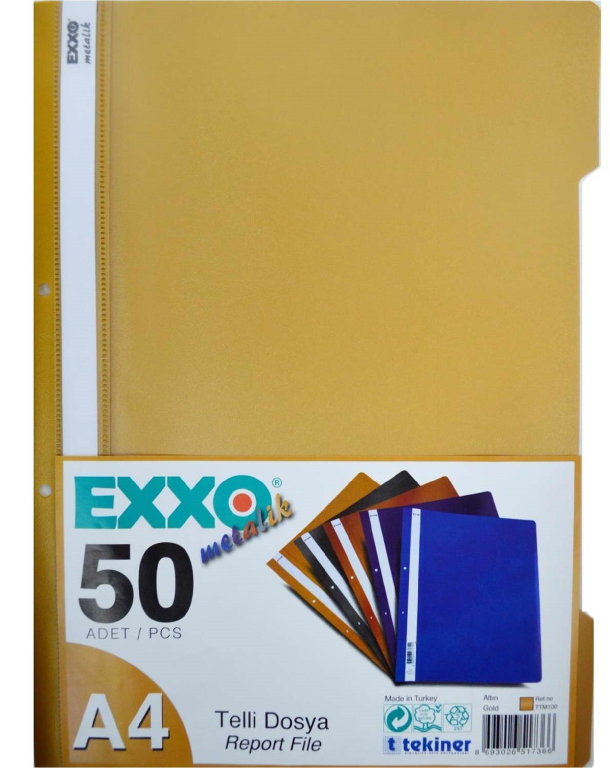 Exxo Dos-Ttm100 Pp Metalik Telli Dosya A4/800 Altin 50Li Paket