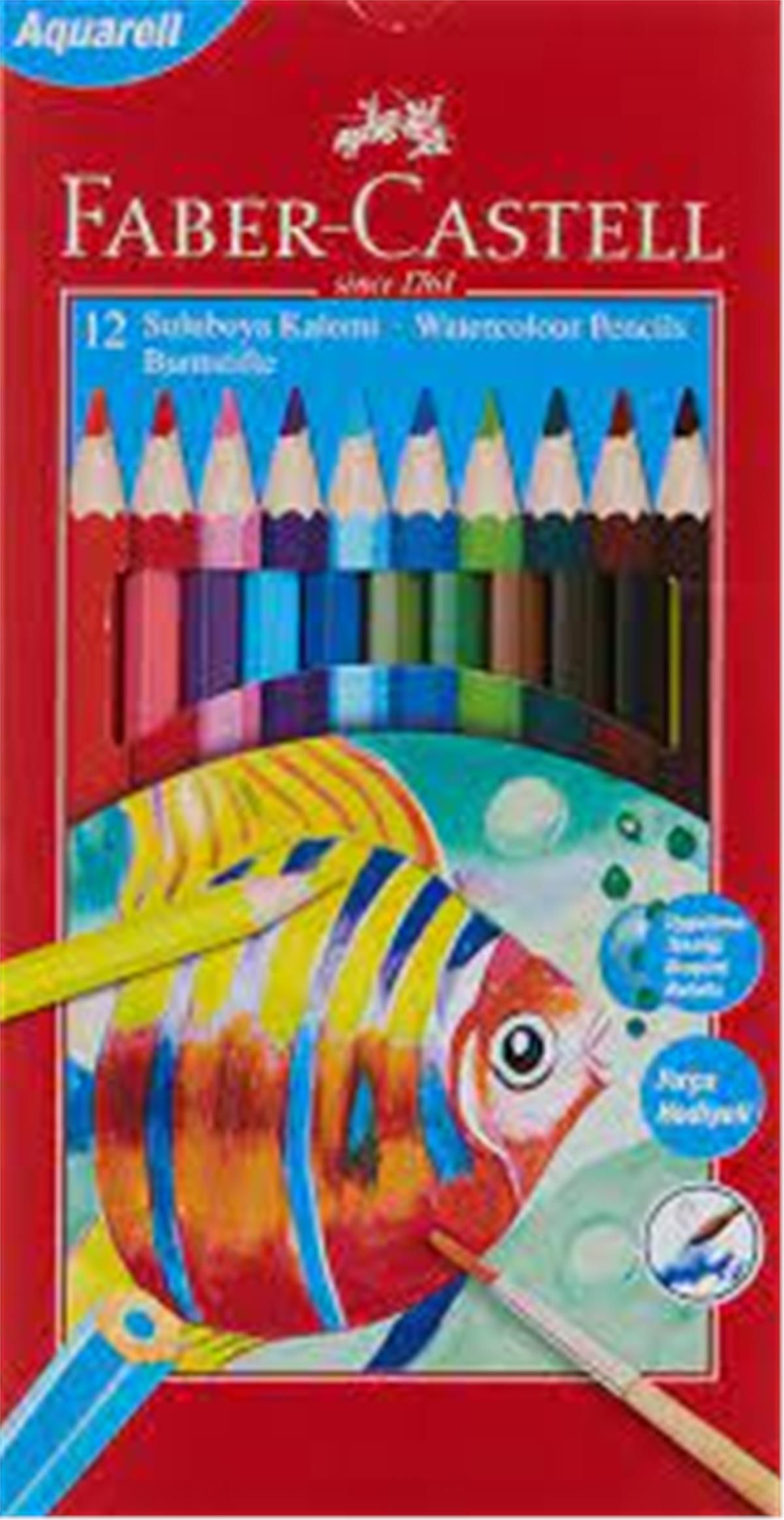 Faber Castell 5171110622 Karton Kutu Aquarell Boya Kalemi 12 Renk