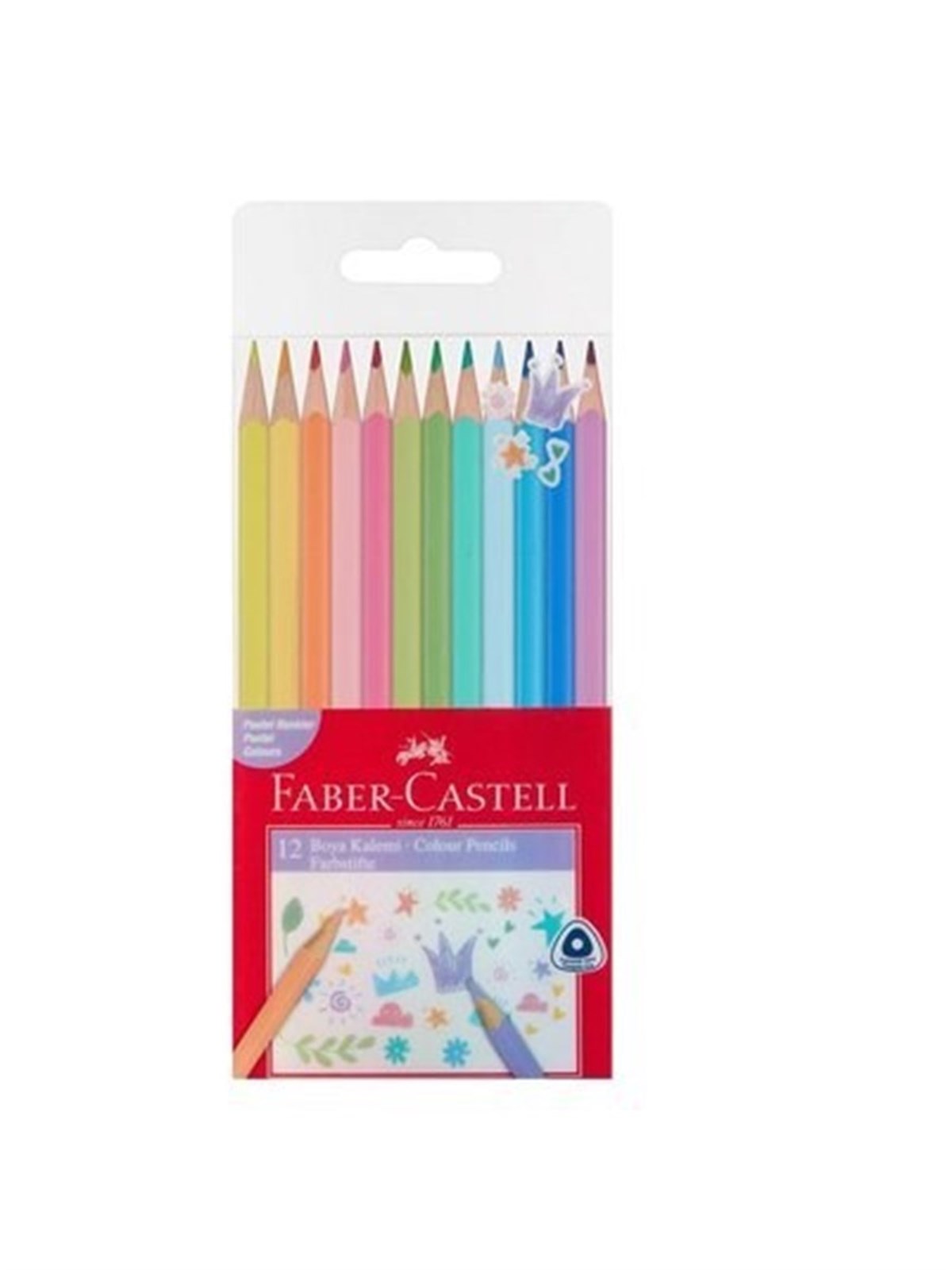 Faber Castell 5171116313 Üçgen Boya Kalemi Pastel Renk 12 Renk