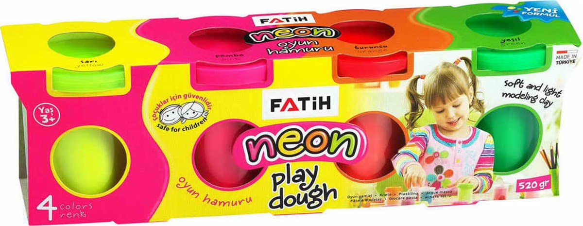 Fatih 50065 Oyun Hamuru 4 Renk Neon 4*120=520Gr 
