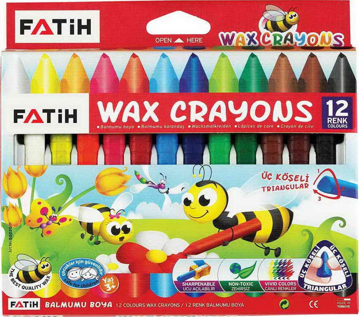 Fatih Fa50220Cb12R Wax Crayon Jumbo 12 Renk Mum Boya 
