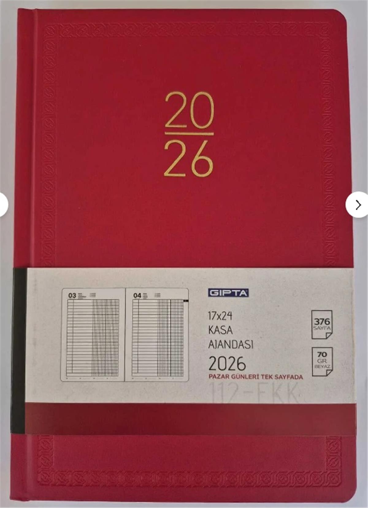 Gıpta 112-Ekk Günlük Ticari Ajanda Dikişli Sert Kapaklı 17x24 2026