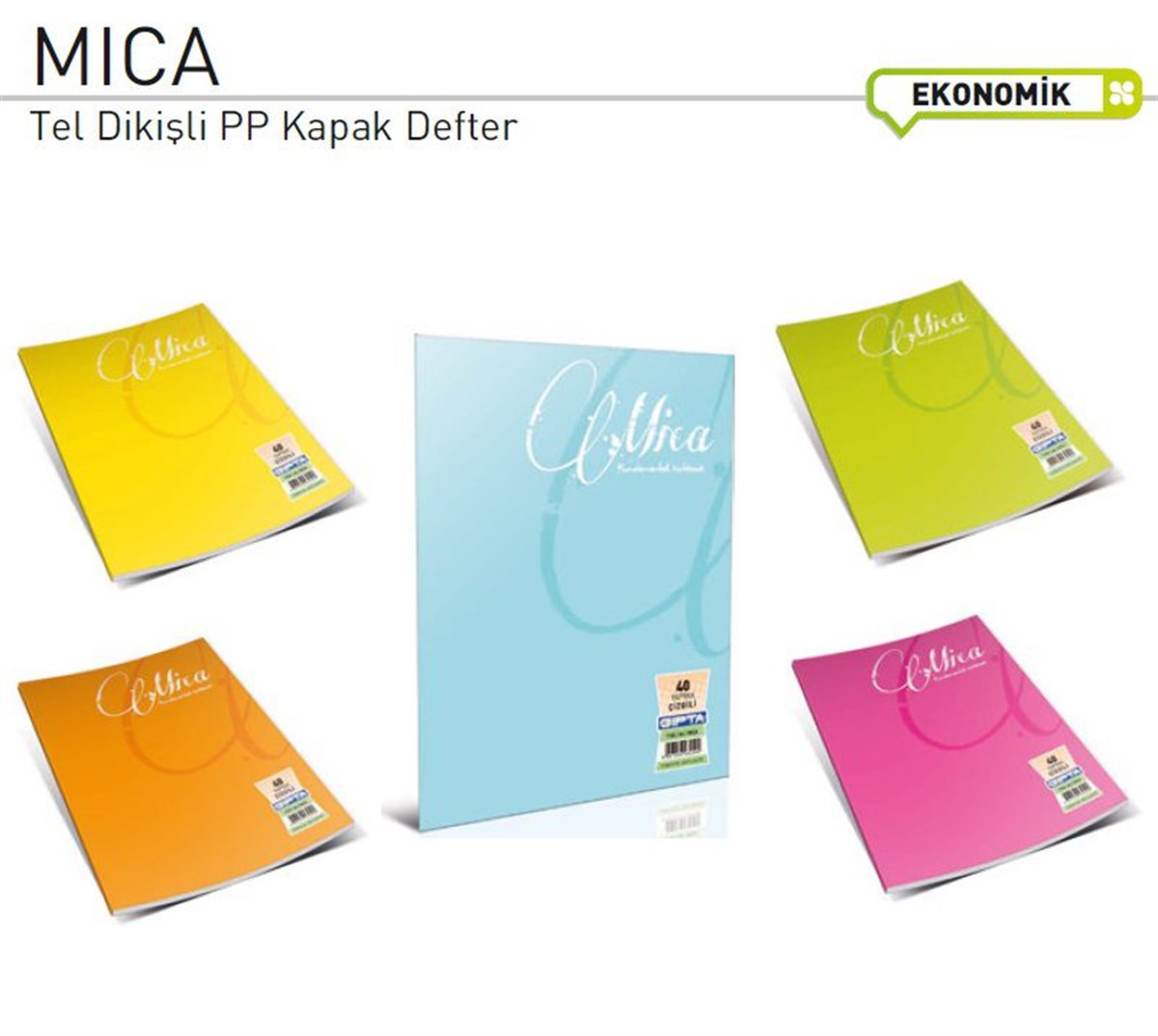 Gipta Mica Tel Dikisli Pp. Kapak Defter A5 80 Yaprak Kareli