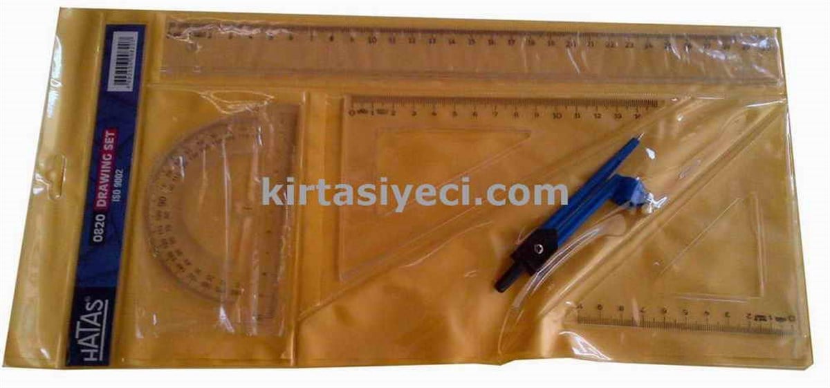 Hatas 820 Büyük Çizim Takimi (Posetli) 30 Cm Cetvelli 