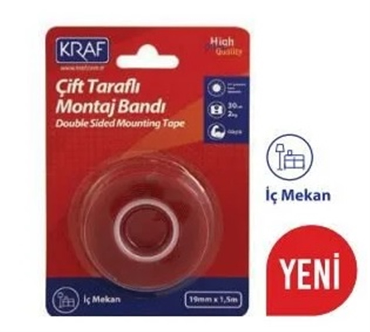Kraf 2530G Montaj Bandı Çift Taraflı İç Mekan 19Mm x 1,5m 2530G
