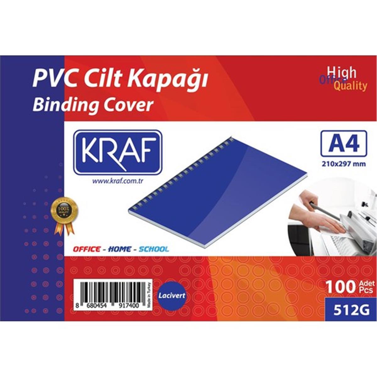 Kraf 512g Cilt Kapağı A4 160 Micron Lacivert 100 Lü Paket