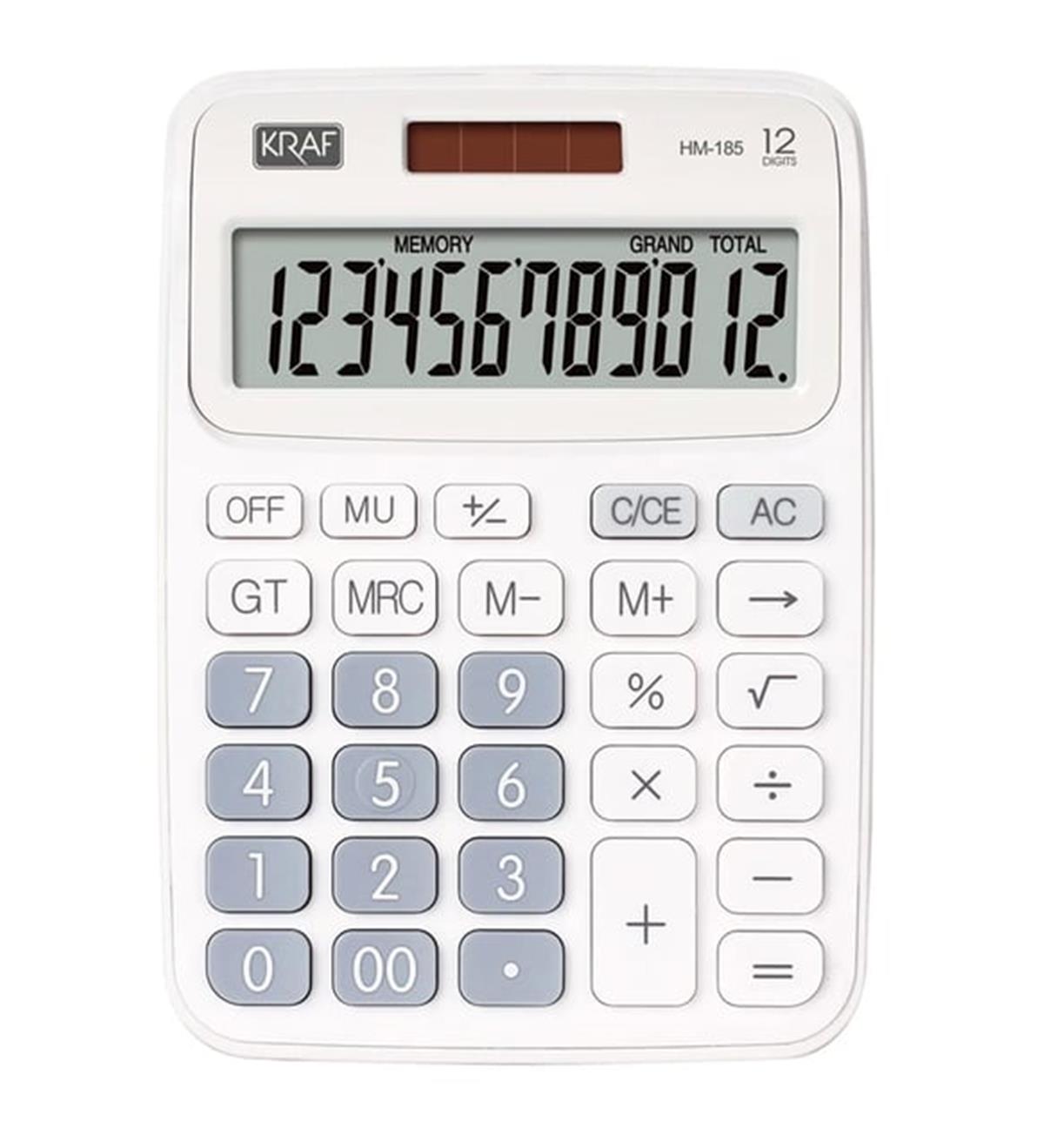 Kraf Hm-185 Wt Hesap Makinesi 12 Hane Beyaz
