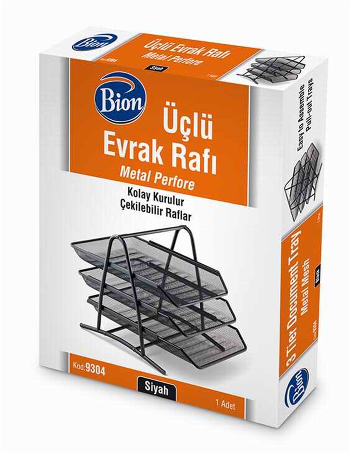 Mas 9304 Bion Perfore 3Lü Evrak Rafi Siyah 