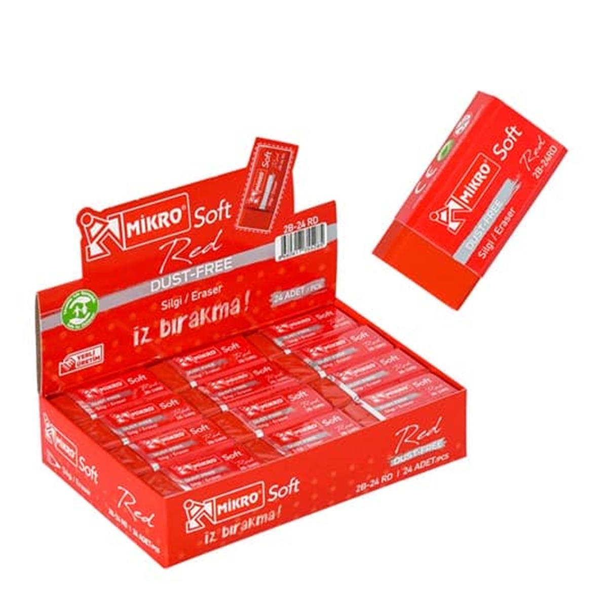 Mikro 2B-24Rd Kırmızı Soft Silgi