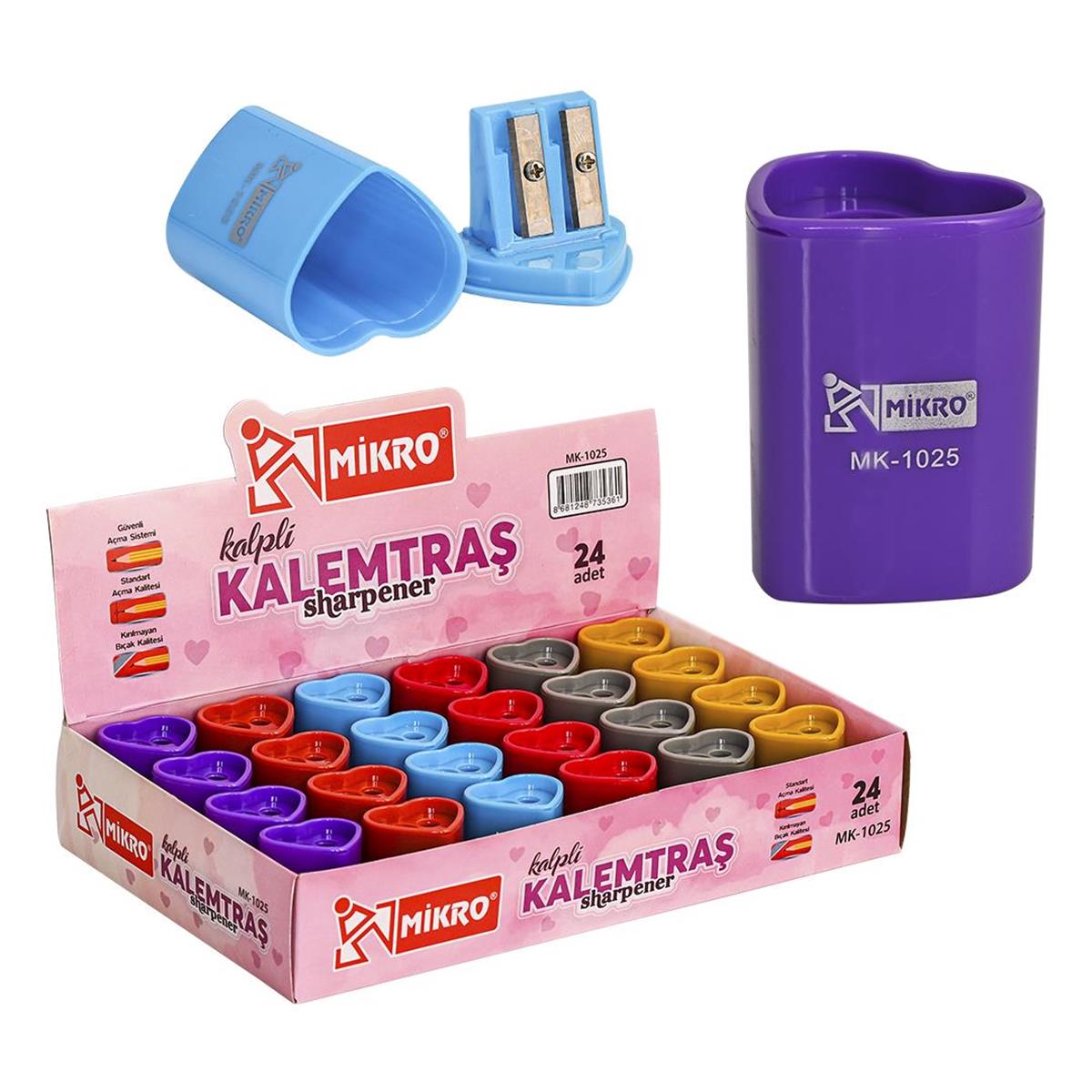 Mikro Mk 1025 Kalemtıraş Kalpli Çiftli